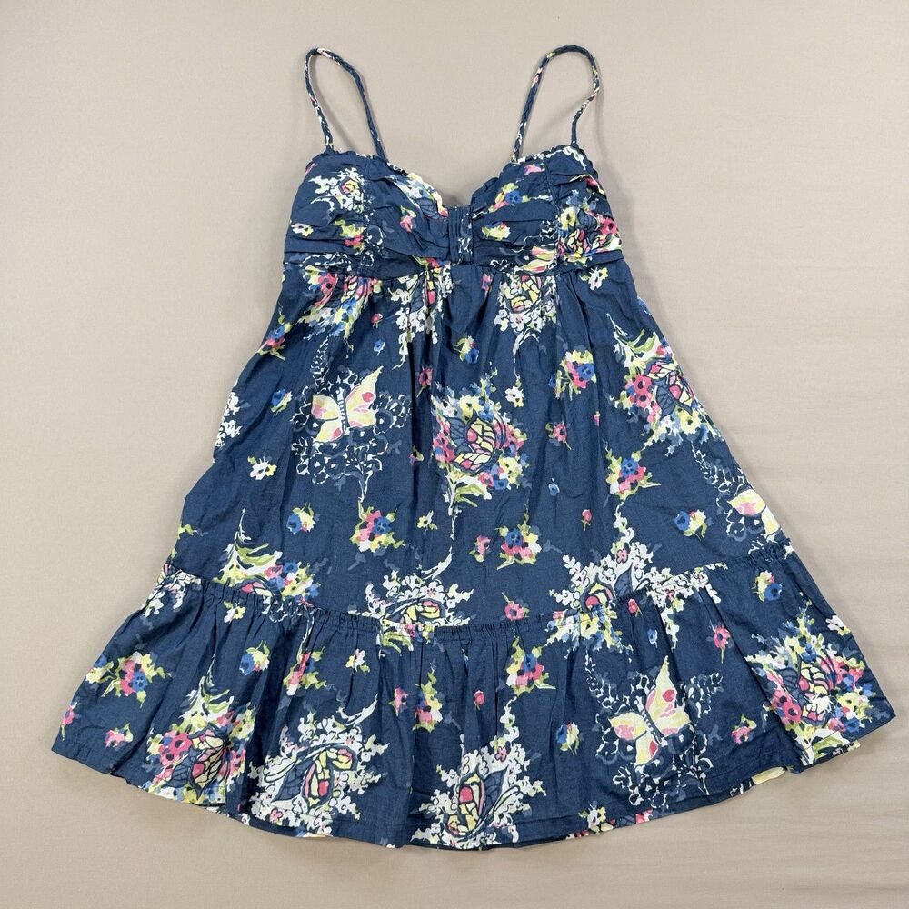 Abercrombie & Fitch Babydoll Floral Mini Dress SMALL Blue Y2K Cottagecore